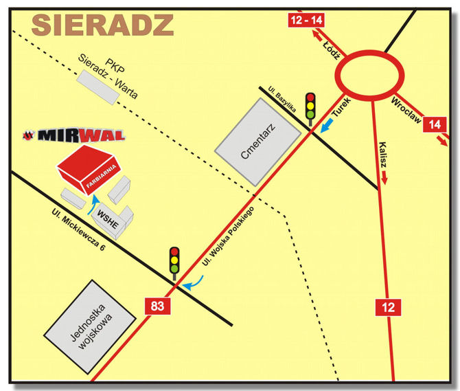 Mapa dojazdu do Farbiarni MIRWAL